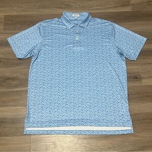 Peter Millar XL Polo Blue Summer Comfort Tiger Bird Tree Print Performance Golf